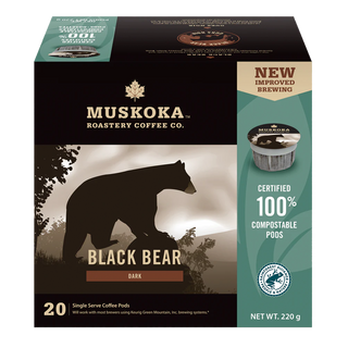 Muskoka Roastery Compostable Coffee Pods Black Bear 20 Counts