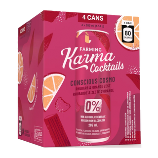 Farming Karma Non-Alchoholic Beverage Conscious Cosmo Rhubarb & Orange Zest 4x285mL