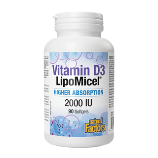 Natural Factors Vitamin D3 LipoMicel 2000IU 90 Softgels