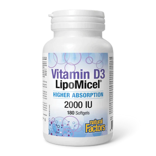 Natural Factors Vitamin D3 LipoMicel 2000IU 180 Softgels