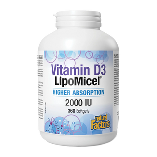 Natural Factors Vitamin D3 LipoMicel 2000IU 360 Softgels