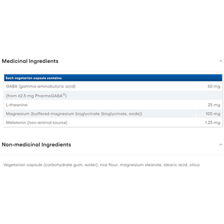 Natural Factors Magnesium Bisglycinate with Melatonin,Gaba & L-theanine  90 Veggie Caps