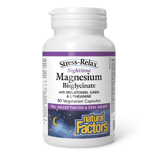 Natural Factors Magnesium Bisglycinate with Melatonin,Gaba & L-theanine  90 Veggie Caps