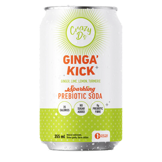 Crazy D's Sparkling Prebiotic Soda Ginga Kick 4x 355mL