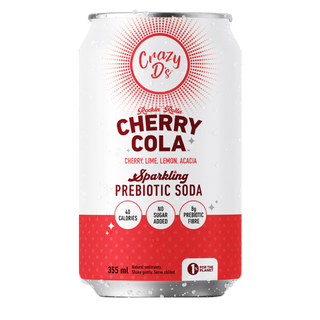 Crazy D's Sparkling Prebiotic Soda Rockin Rolla Cherry Cola 4x 355mL