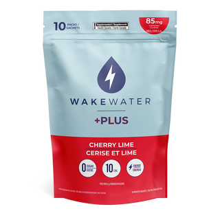 WakeWater +Plus Energy Drink Mix With Caffeine Cherry Lime 10x5g