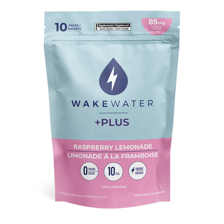 WakeWater +Plus Energy Drink Mix With Caffeine Raspberry Lemonade 10x5g