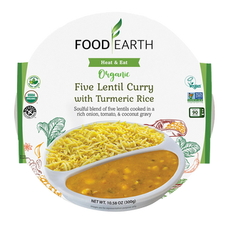 Food Earth Organic RTE Five Lentil Curry With Turmeric Rice 300g