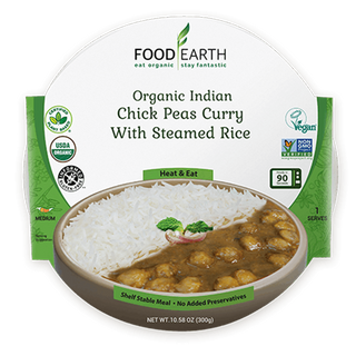 Food Earth Organic RTE Indian Chick Peas Curry With Steamed Rice 300g