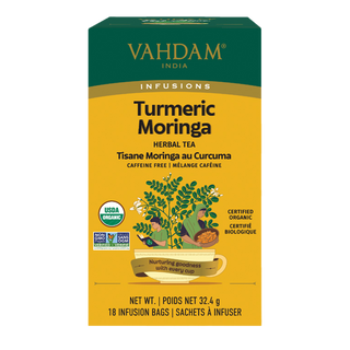 Vahdam Organic Herbal Tea Turmeric Moringa 18 Tea Bags