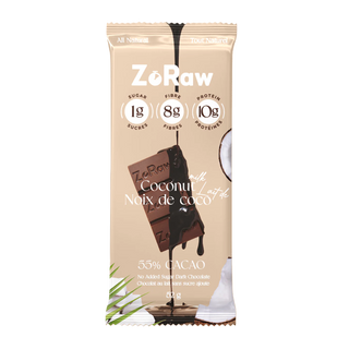 ZoRaw Dark Chocolate Bar With Protein Coconut 52g