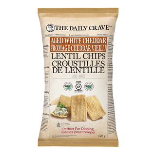 The Daily Crave Lentil Chips Aged White Cheddar 120g