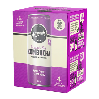 Remedy Organic Kombucha Can Black Cherry 4x355mL