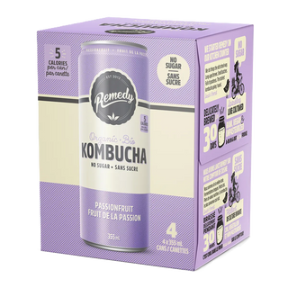 Remedy Organic Kombucha Can Passionfruit 4x355mL