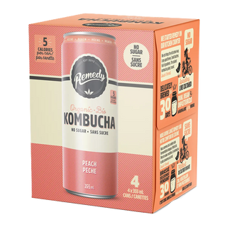 Remedy Organic Kombucha Can Peach 4x355mL