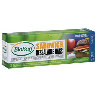 BioBag Sandwich Bags Resealable 25 Counts