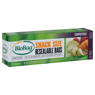 BioBag Snack Size Bags Resealable 30 Counts