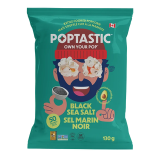 Poptastic Kettle Cooked Popcorn Black Sea Salt 130g