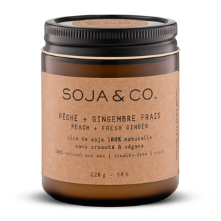 Soja And Co Soy Wax Candle Peach + Fresh Ginger 220g