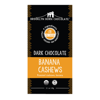 Brooklyn Born Chocolate Organic Paleo Dark Chocolate Bar Banana Cashew 70% Cacao 60g