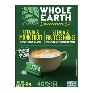 Whole Earth Stevia & Monk Fruit Sweetener Blend 40 Packs