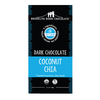 Brooklyn Born Chocolate Organic Paleo Dark Chocolate Bar Coconut Chia 70% Cacao 60g