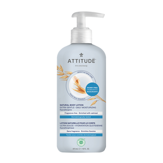 Attitude Natural Body Lotion Extra Gentle Daily Moisturizing Fragrance Free 473mL