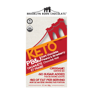 Brooklyn Born Chocolate Organic Keto Dark Chocolate Peanut & Strawberry PB & J 60g