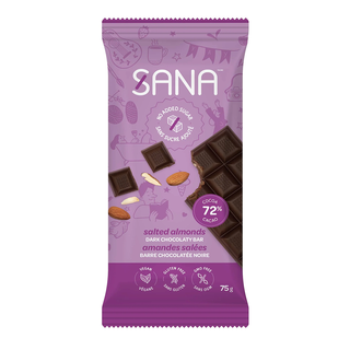 Sana Dark Chocolaty Bar Salted Almonds 72% Cocoa 75g