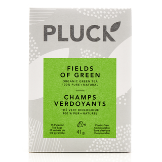 Pluck Tea Organic Green Tea Fields of Green 15 Tea Bags