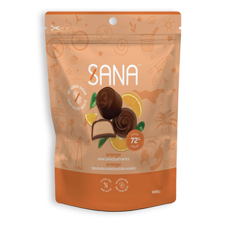 Sana Dark Chocolaty Bites Orange 72% Cocoa 100g