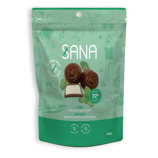 Sana Dark Chocolaty Bites Mint 72% Cocoa 100g