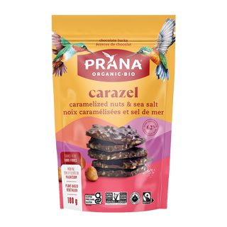 Prana Organic Chocolate Bark Carazel Caramelized Nuts & Sea Salt 100g