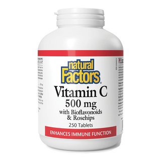 Natural Factors Vitamin C 500mg with Bioflavonoids & Rosehips 250 Tablets