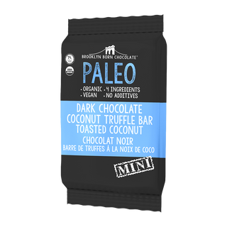 Brooklyn Born Chocolate Organic Mini Paleo Dark Chocolate Coconut Truffle Bar Toasted Coconut 28g