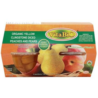 Vita Bio Organic Yellow Clingstone Diced Peaches And Pears Cups 4 Packs