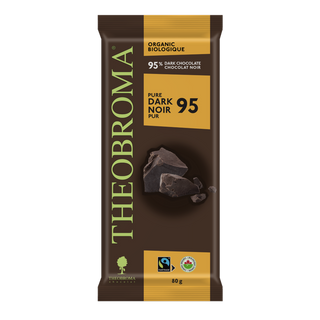 Theobroma Chocolate Organic 95% Dark Chocolate Bar Pure Dark 80g