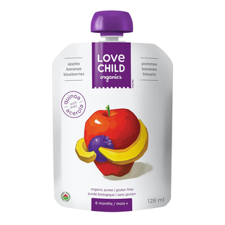 Love Child Organic Puree Apples Bananas & Blueberries 128mL