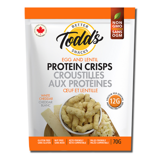 Todd's Better Snacks Protein Crisps Egg and Lentil White Cheddar 70g