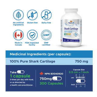 Maplelife Nutrition Shark Cartilage 750mg 300 Capsules