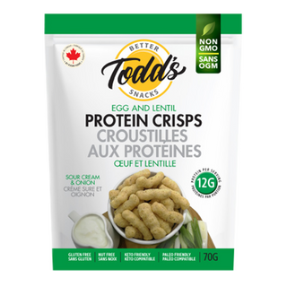 Todd's Better Snacks Protein Crisps Egg and Lentil Sour Cream & Onion 70g