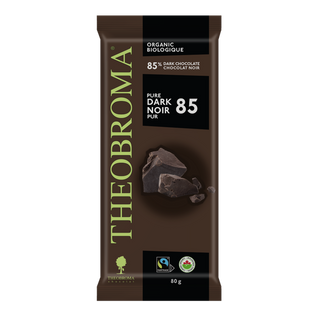 Theobroma Chocolate Organic 85% Dark Chocolate Bar Pure Dark 80g