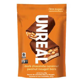 Unreal Dark Chocolate Caramel Peanut Nougat Bars 95g