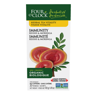 Four O' Clock Herbal Tea Immunity Reishi & Moringa 20 Tea Bags