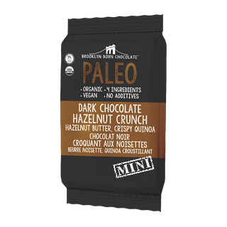 Brooklyn Born Chocolate Organic Mini Paleo Dark Chocolate Hazelnut Crunch Hazelnut Butter Crispy Quinoa 28g