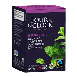 Four O' Clock Organic Herbal Tea Peppermint 16 Tea Bags