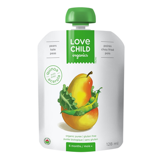 Love Child Organic Puree Pears Kale & Peas 128mL