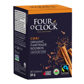 Four O' Clock Organic Chai Rooibos 16 Tea Bags