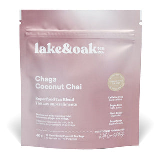 Lake & Oak Tea Co. Superfood Tea Blend Chaga Coconut Chai 10 Tea Bags