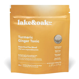 Lake & Oak Tea Co. Superfood Tea Blend Turmeric Ginger Tonic 10 Tea Bags